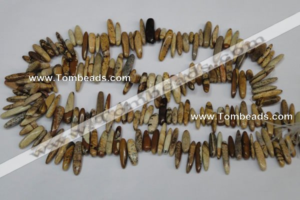 CCH345 15.5 inches 5*20mm picture jasper chips beads wholesale