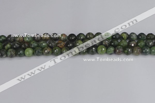 CCJ422 15.5 inches 8mm faceted round dendritic green jade beads