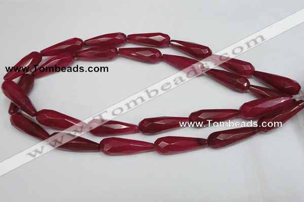 CCN198 15.5 inches 10*30mm faceted teardrop candy jade beads