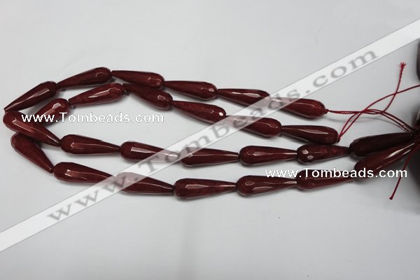 CCN2167 15.5 inches 10*30mm faceted teardrop candy jade beads