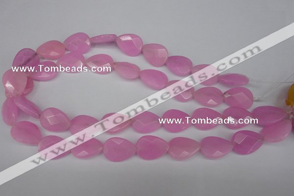 CCN2190 15.5 inches 15*20mm faceted flat teardrop candy jade beads