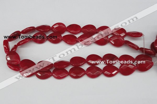 CCN391 15.5 inches 15*20mm faceted flat teardrop candy jade beads