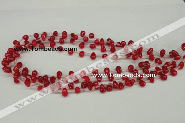 CCN437 15.5 inches Top-drilled 6*9mm teardrop candy jade beads