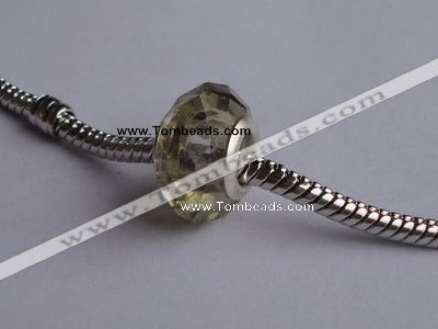 CCP05 30pcs 9*14mm faceted roundel silver plated core crystal European beads