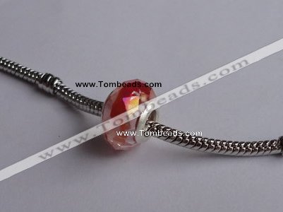 CCP51 30pcs 9.5*14mm faceted roundel silver plated crystal European beads