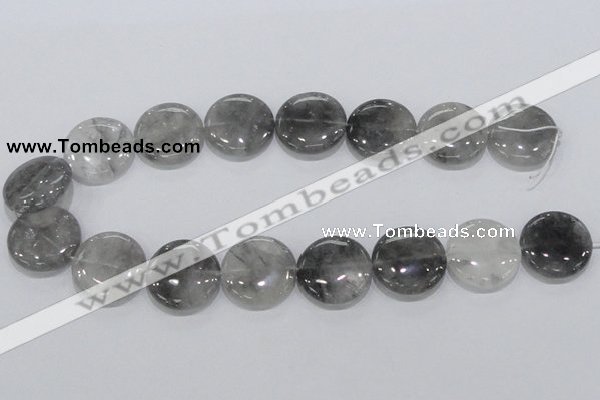 CCQ121 15.5 inches 25mm coin cloudy quartz beads wholesale