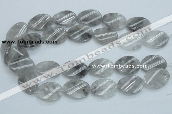 CCQ162 15.5 inches 23*30mm twisted oval cloudy quartz beads wholesale