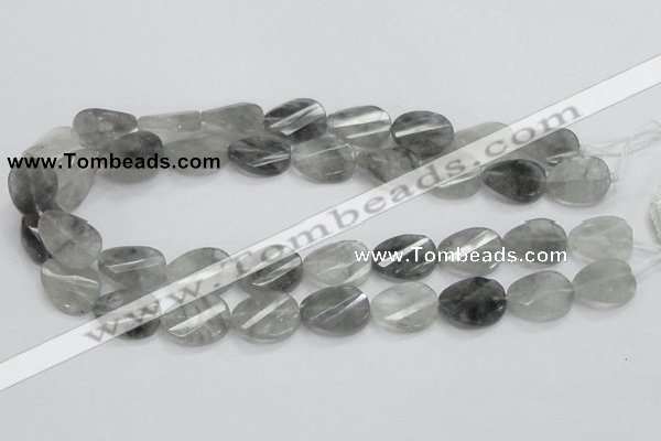 CCQ165 15.5 inches 12*20mm twisted & faceted oval cloudy quartz beads