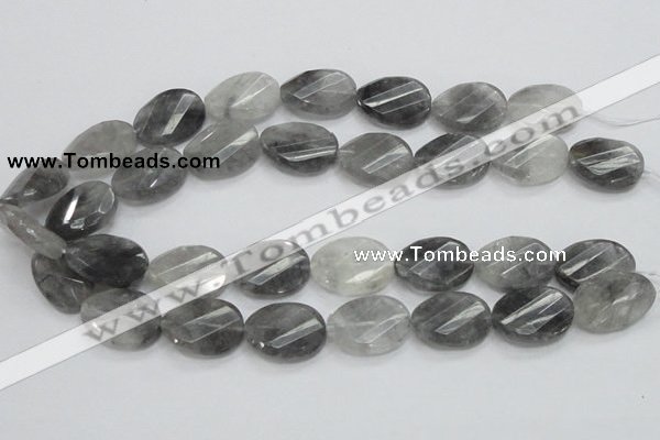 CCQ166 15.5 inches 18*25mm twisted & faceted oval cloudy quartz beads