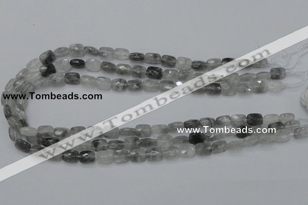 CCQ184 15.5 inches 8*10mm faceted rectangle cloudy quartz beads