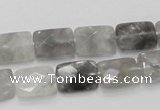 CCQ186 15.5 inches 10*14mm faceted rectangle cloudy quartz beads