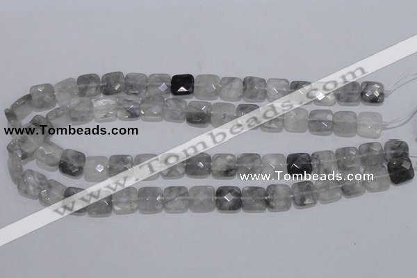 CCQ199 15.5 inches 12*12mm faceted square cloudy quartz beads