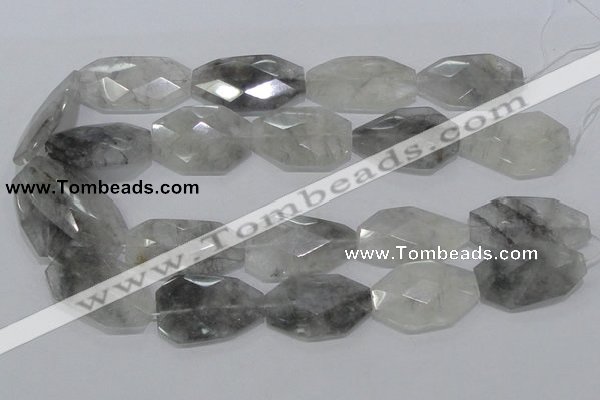 CCQ228 15.5 inches 22*35mm faceted freeform cloudy quartz beads