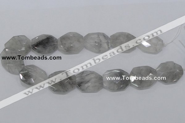 CCQ229 15.5 inches 26*32mm faceted freeform cloudy quartz beads