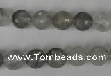 CCQ313 15.5 inches 10mm faceted round cloudy quartz beads wholesale