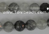 CCQ314 15.5 inches 12mm faceted round cloudy quartz beads wholesale