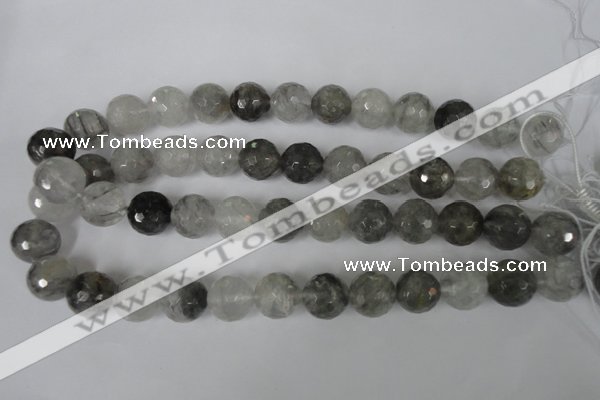 CCQ316 15.5 inches 16mm faceted round cloudy quartz beads wholesale