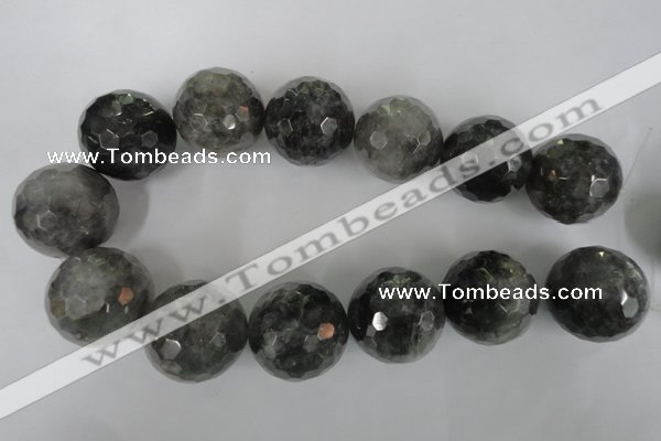 CCQ321 15.5 inches 30mm faceted round cloudy quartz beads wholesale