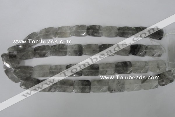 CCQ494 15*20mm twisted & faceted rectangle cloudy quartz beads