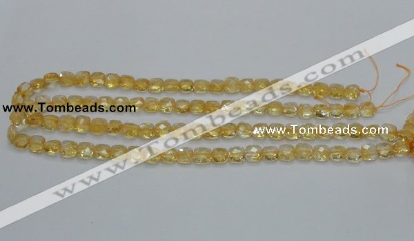 CCR14 15.5 inches 8*8mm faceted square natural citrine gemstone beads