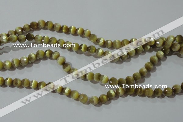 CCT358 15 inches 6mm faceted round cats eye beads wholesale
