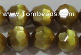CCT394 15 inches 10mm faceted round cats eye beads wholesale