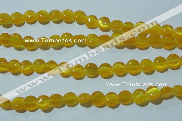 CCT484 15 inches 8mm flat round cats eye beads wholesale