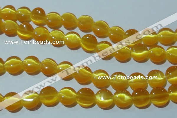 CCT515 15 inches 10mm flat round cats eye beads wholesale