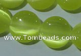 CCT520 15 inches 10mm flat round cats eye beads wholesale