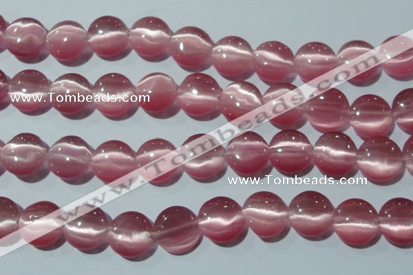CCT545 15 inches 12mm flat round cats eye beads wholesale