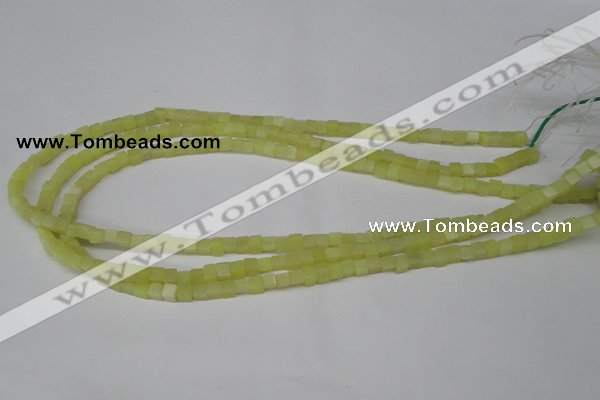 CCU03 15.5 inches 4*4mm cube olive jade beads wholesale