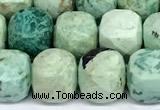 CCU1048 15 inches 8mm faceted cube turquoise beads