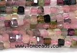 CCU1325 15 inches 2.5mm faceted cube tourmaline beads