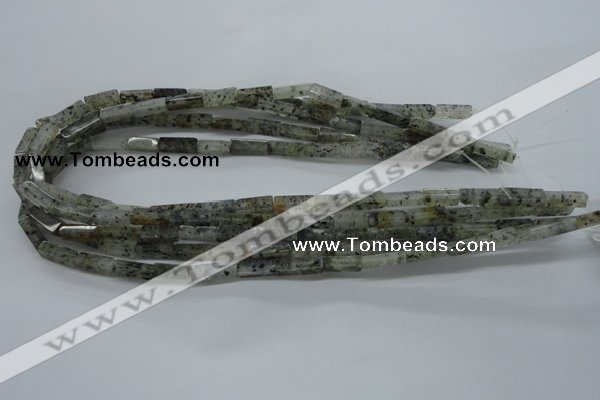 CCU514 15.5 inches 4*13mm cuboid moss quartz beads wholesale
