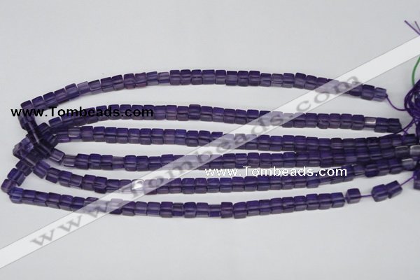 CCU55 15.5 inches 6*6mm cube synthetic amethyst beads wholesale