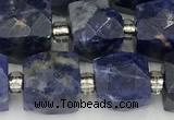 CCU788 15 inches 10*10mm faceted cube sodalite beads