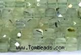 CCU877 15 inches 4mm faceted cube prehnite beads
