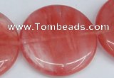 CCY156 15.5 inches 35mm flat round cherry quartz beads wholesale