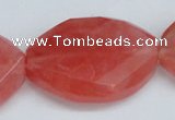 CCY168 15.5 inches 25*35mm twisted & faceted oval cherry quartz beads
