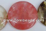 CCY216 15.5 inches 45mm flat round volcano cherry quartz beads