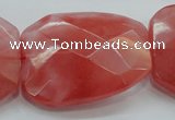 CCY55 15.5 inches 30*40mm twisted & faceted rectangle cherry quartz beads