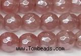 CCY665 15 inches 6mm faceted round AB-color cherry quartz beads