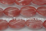 CCY70 15.5 inches 12*20mm twisted oval cherry quartz beads wholesale