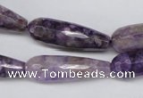 CDA341 15.5 inches 10*30mm faceted teardrop dyed dogtooth amethyst beads