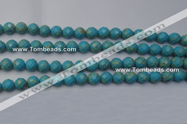 CDE2155 15.5 inches 16mm faceted round dyed sea sediment jasper beads