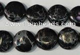 CDE688 15.5 inches 15mm flat round dyed sea sediment jasper beads