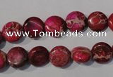 CDE785 15.5 inches 10mm flat round dyed sea sediment jasper beads