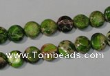 CDE935 15.5 inches 8mm flat round dyed sea sediment jasper beads