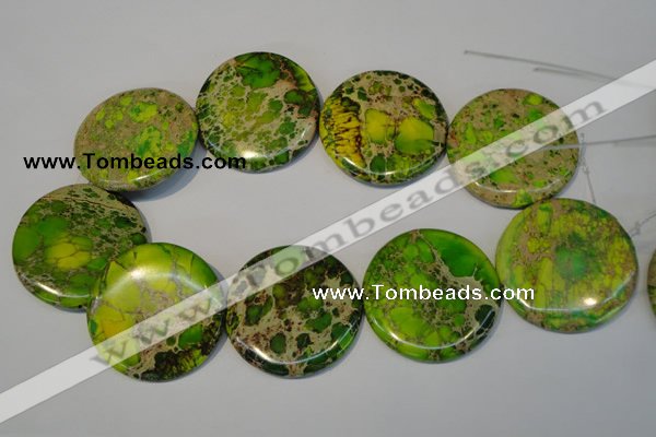 CDI128 15.5 inches 44mm flat round dyed imperial jasper beads