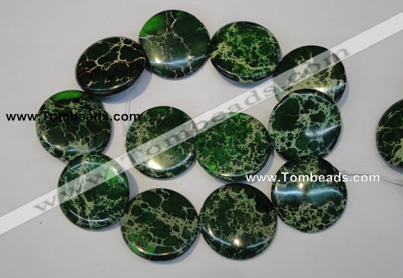 CDI177 15.5 inches 35mm flat round dyed imperial jasper beads